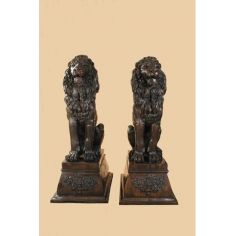 Decorative Accessories Home Luxurious Lion Sitting on Pedestal Sold as Pair