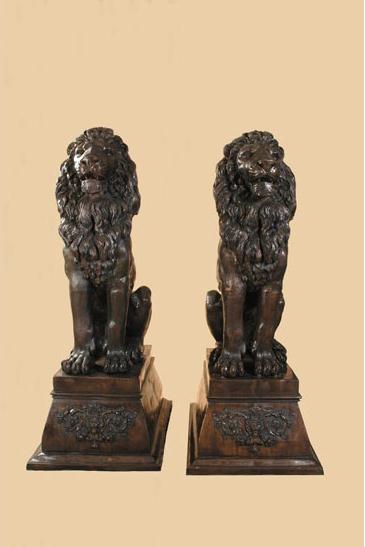 Decorative Accessories Home Luxurious Lion Sitting on Pedestal Sold as Pair