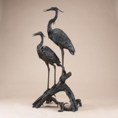 Decorative Accessories Home Accessories Cranes on a Log Fountain