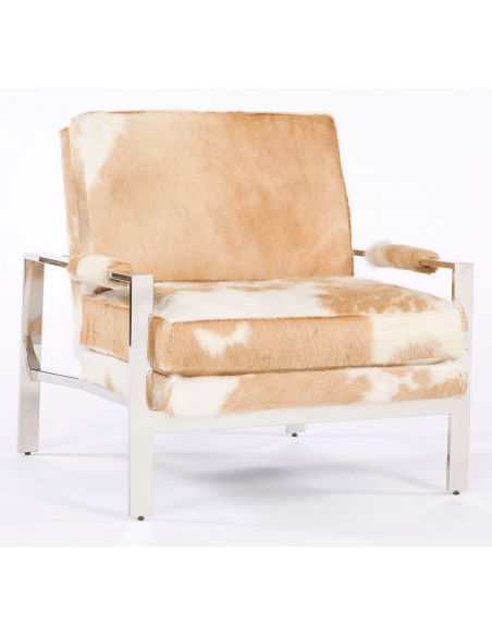 Modern style hair on hide accent chair. BLONDE