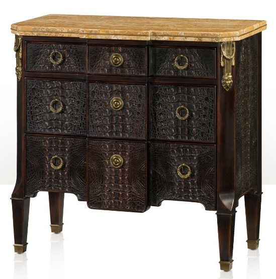 Chest of Drawers Gator, alligator skin chest of drawers. High style luxury furniture.