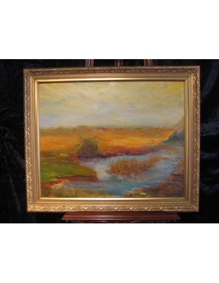 Original Oil Paintings By Artist: Anne-Marie Debuissert Peaceful Pond original oil paintings