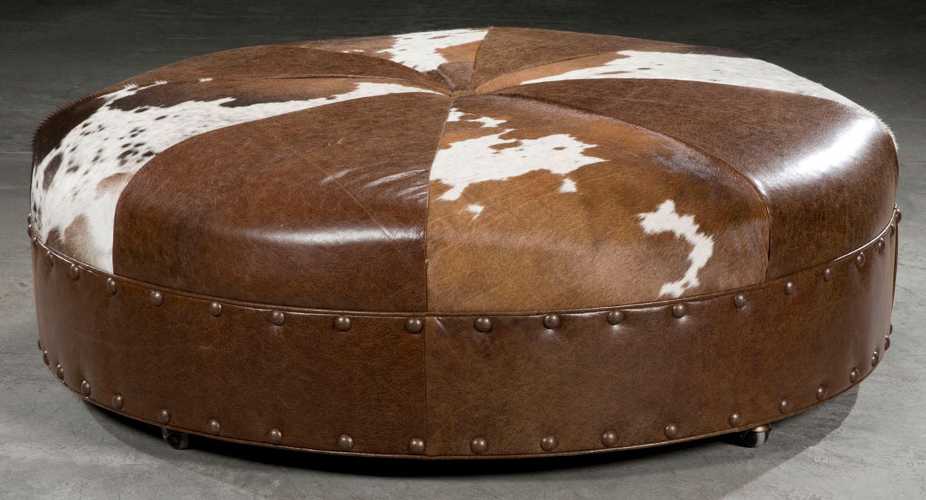 Luxury Leather & Upholstered Furniture Supper sized hair hide ottoman. American furniture.