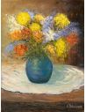 Original Oil Paintings By Artist: Anne-Marie Debuissert Canvas print Splashy Bunch of Flowers