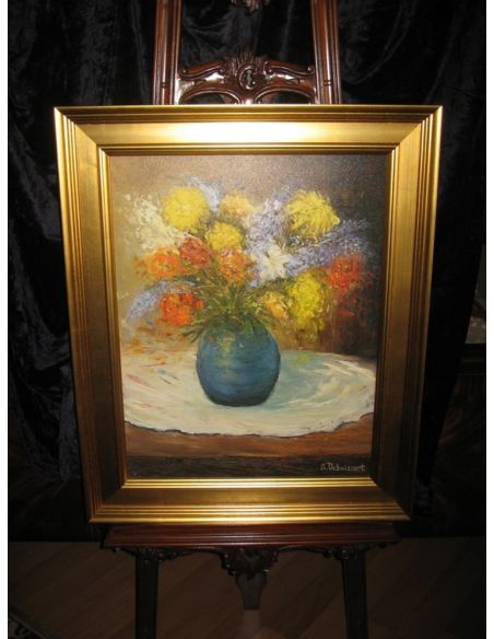 Original Oil Paintings By Artist: Anne-Marie Debuissert Canvas print Splashy Bunch of Flowers