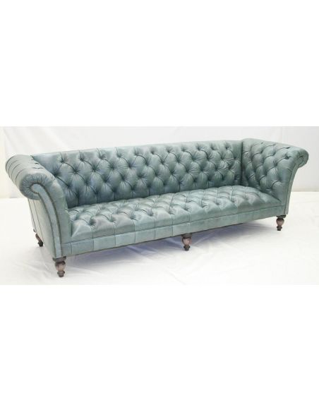 Aqua Tufted leather Sofa, Luxury Furniture