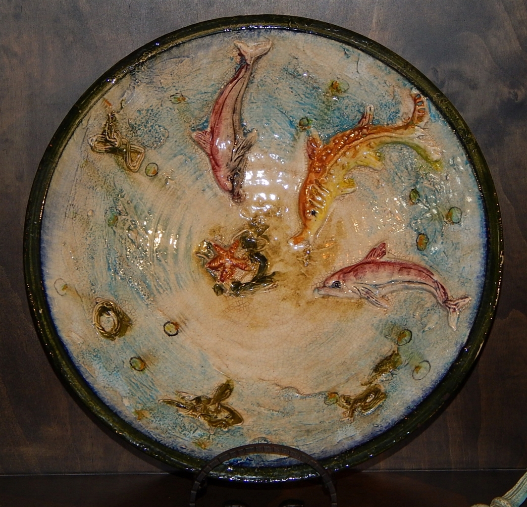 Decorative Accessories Colorful Dolphins and sea creatures display dish