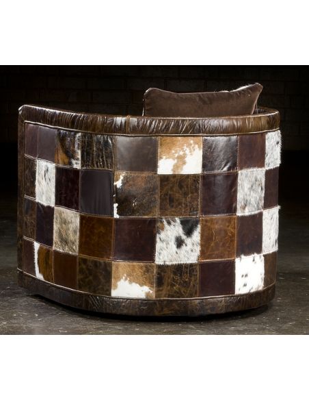 Luxury Leather & Upholstered Furniture Art deco leather patches swivel chair