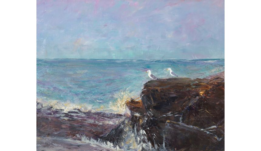 Original Oil Paintings By Artist: Anne-Marie Debuissert Misty Ledge, art gallery east greenwich ri