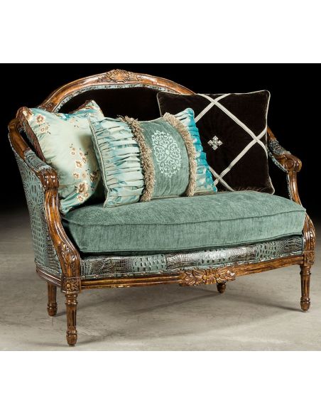 Baby blue gator settee, how crazy do you want to get.