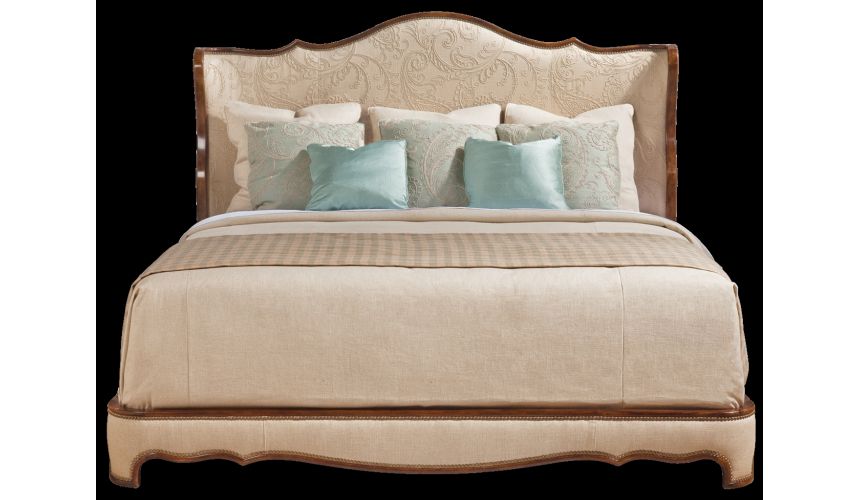 Upholstered bed with sleek modern styling. 405