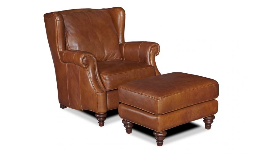 Big leather 2024 chair and ottoman