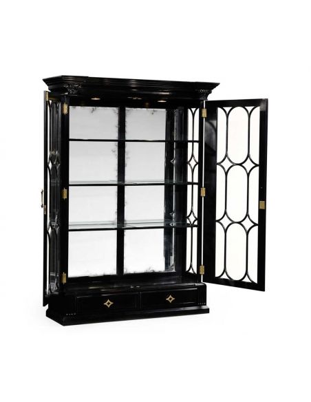 Breakfronts & China Cabinets Black Painted Display Cabinet. Elegant Decor