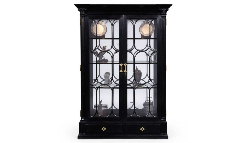 Black Painted Display Cabinet Elegant, Decorative Display Cabinets
