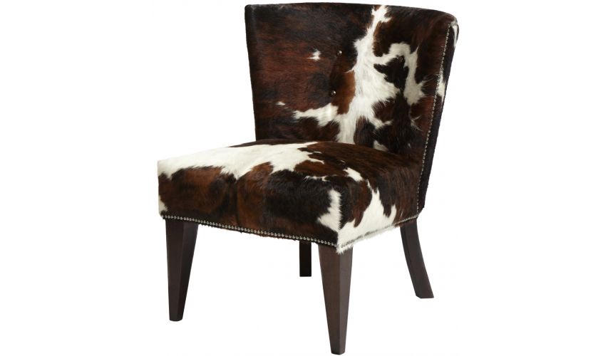 Tricolor Cowhide Armless Chair