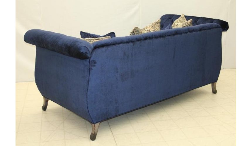 Blue velvet sofa