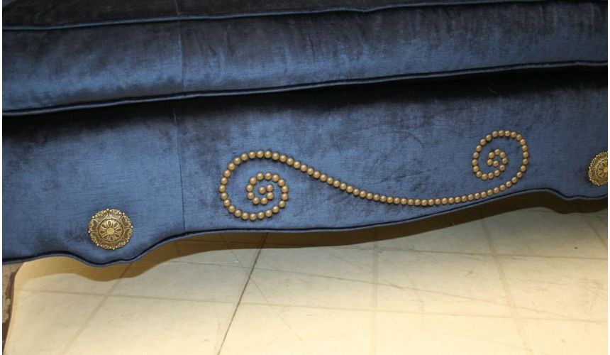 Blue velvet sofa
