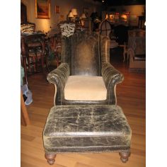 Luxury Leather & Upholstered Furniture High end furniture Bomber jacket leather chair tanned elk with ottoman
