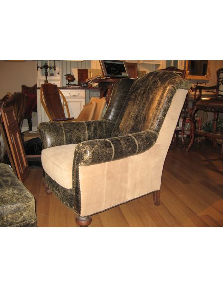 Luxury Leather & Upholstered Furniture High end furniture Bomber jacket leather chair tanned elk with ottoman
