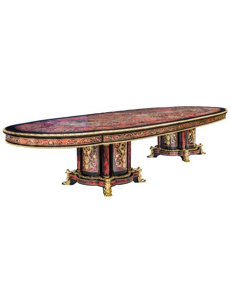 Luxury dining furniture. King Louis Collection Boulle marquetry work.