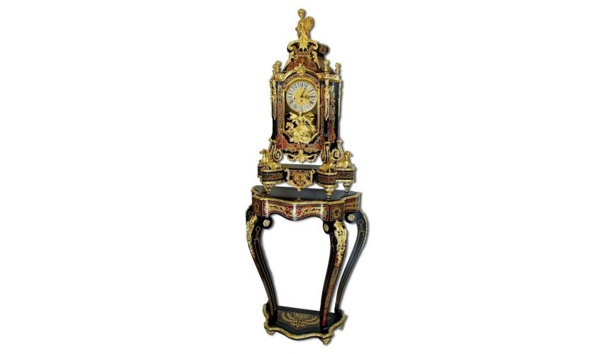 Executive Desks Boulle Marquetry clock and stand in the Louse XIV style