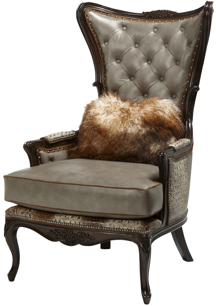 Luxury Leather & Upholstered Furniture Tufted Arm Chair with Nail Head Trims