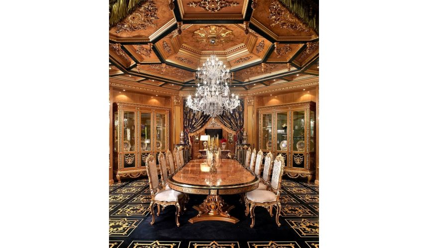 Handmade Italian Luxury Furniture Luxury dining furniture. Exquisite Boulle marquetry work.