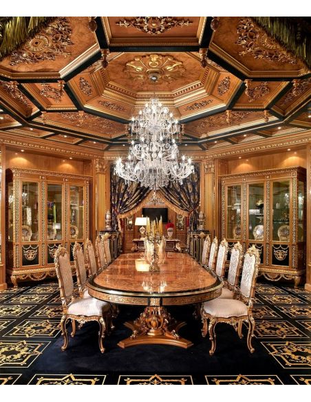 Handmade Italian Luxury Furniture Luxury dining furniture. Exquisite Boulle marquetry work.