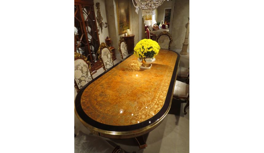 Handmade Italian Luxury Furniture Luxury dining furniture. Exquisite Boulle marquetry work.