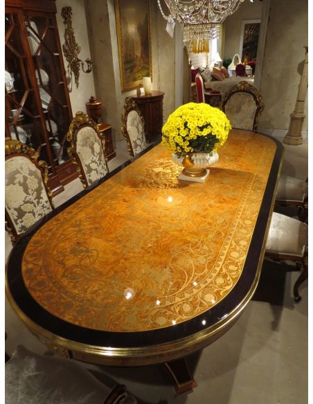 Handmade Italian Luxury Furniture Luxury dining furniture. Exquisite Boulle marquetry work.