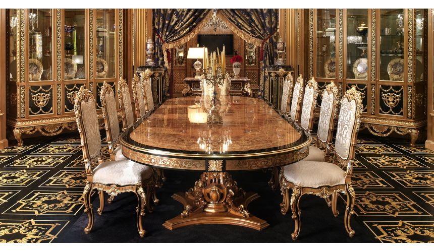 Handmade Italian Luxury Furniture Luxury dining furniture. Exquisite Boulle marquetry work.