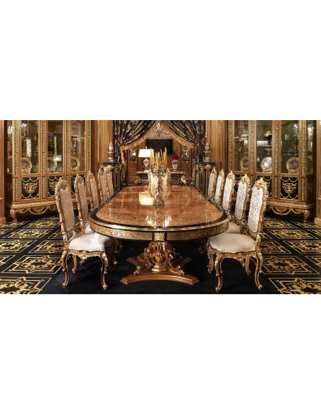 Handmade Italian Luxury Furniture Luxury dining furniture. Exquisite Boulle marquetry work.