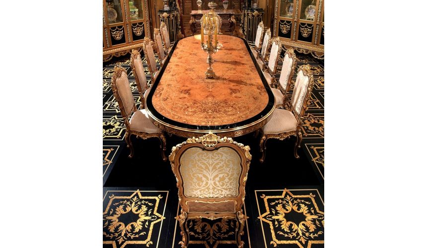 Handmade Italian Luxury Furniture Luxury dining furniture. Exquisite Boulle marquetry work.