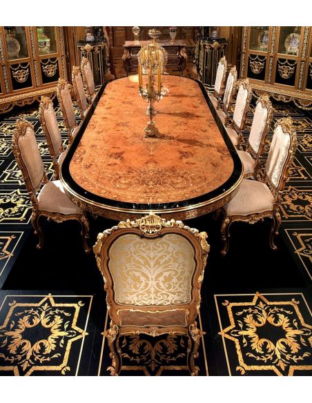 Handmade Italian Luxury Furniture Luxury dining furniture. Exquisite Boulle marquetry work.