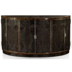 Console & Sofa Tables Gator, alligator skin bowfront side cabinet. High style luxury furniture.