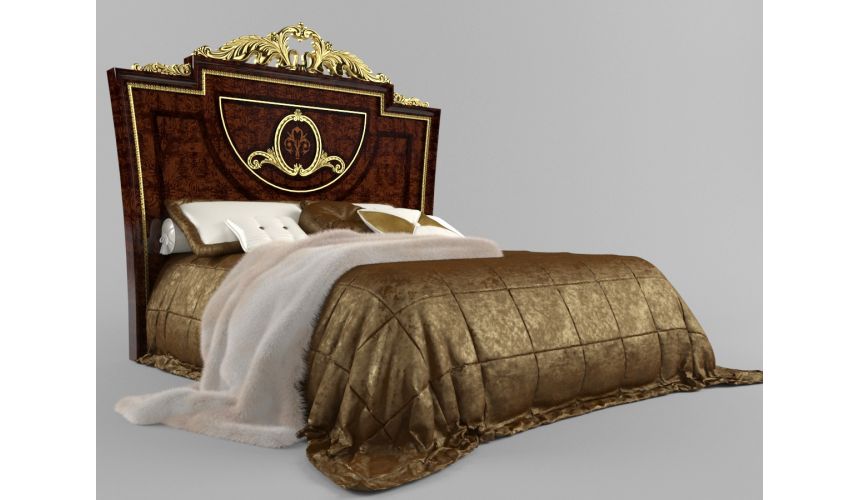 LUXURY BEDROOM FURNITURE Bed with Ash Burl Headboard