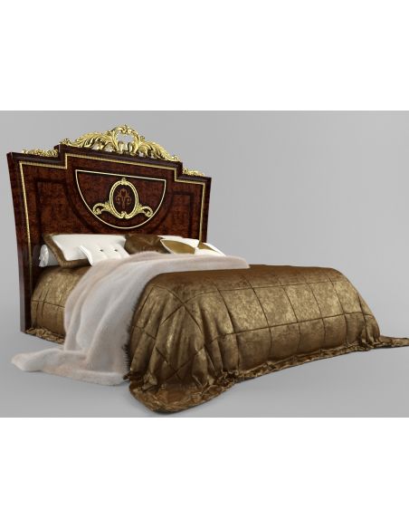 LUXURY BEDROOM FURNITURE Bed with Ash Burl Headboard