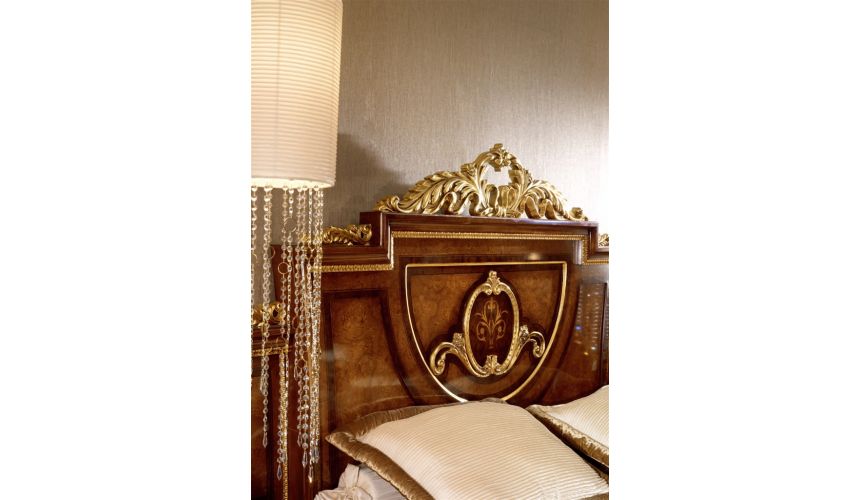 LUXURY BEDROOM FURNITURE Bed with Ash Burl Headboard