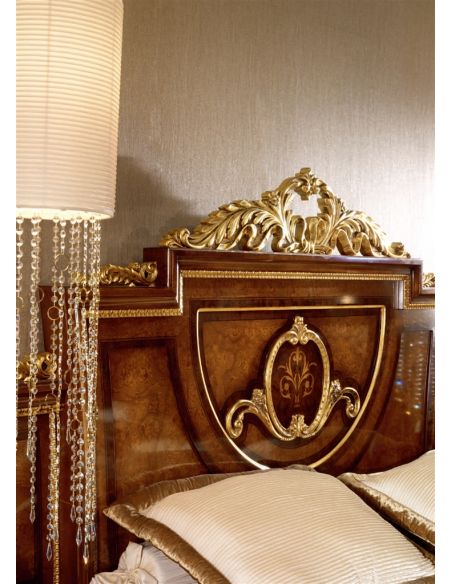 LUXURY BEDROOM FURNITURE Bed with Ash Burl Headboard