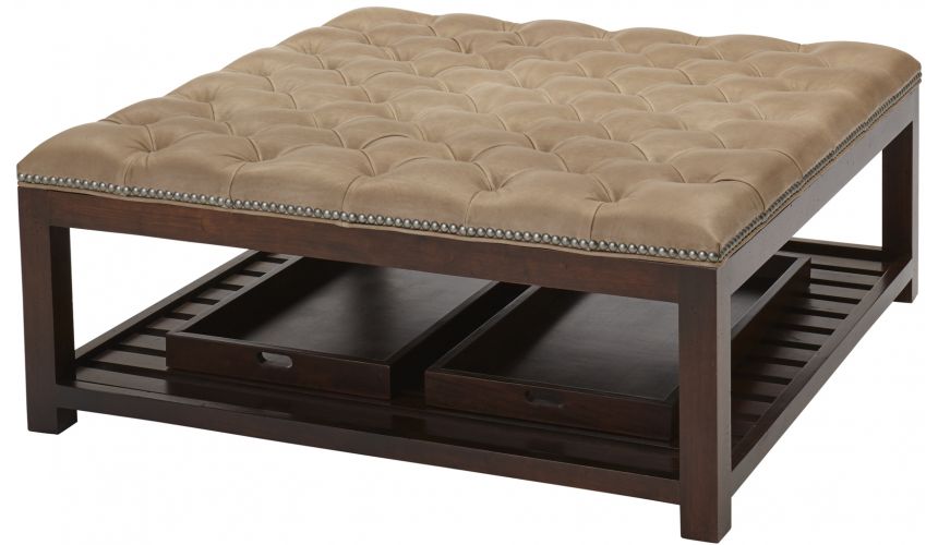 Luxury Leather & Upholstered Furniture Tufted Ottoman Bench