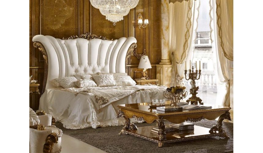 BEDS - Queen, King & California King Sizes White Upholstered Bed with Surround