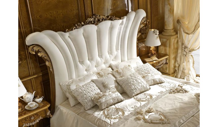 BEDS - Queen, King & California King Sizes White Upholstered Bed with Surround