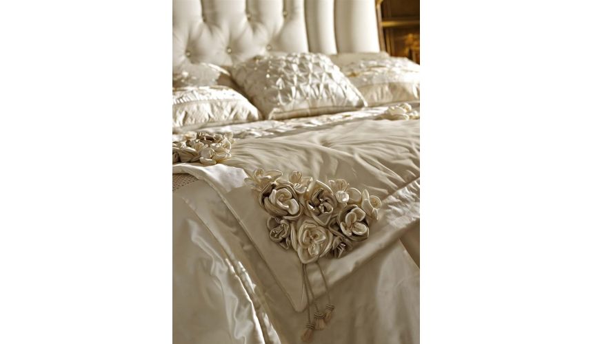 BEDS - Queen, King & California King Sizes White Upholstered Bed with Surround