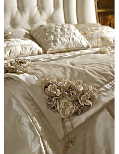 BEDS - Queen, King & California King Sizes White Upholstered Bed with Surround
