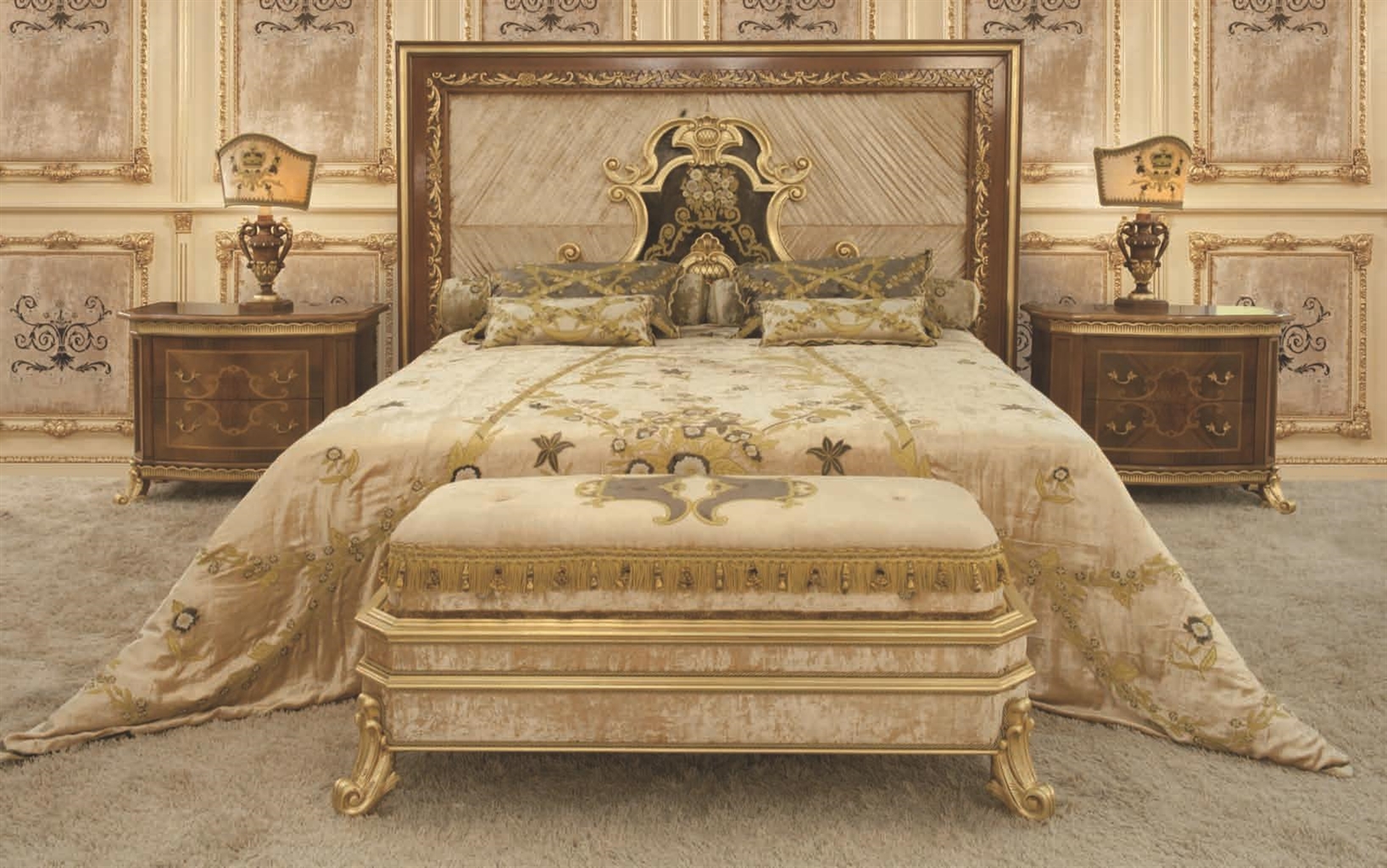 BEDS - Queen, King & California King Sizes Noble Italian Bed with Surround King Sized Headboard