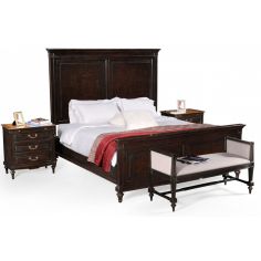 LUXURY BEDROOM FURNITURE Queen Bed with High Headboard & Ebony Finish