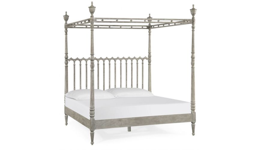 LUXURY BEDROOM FURNITURE Grey Spanish Style Plantation Bed