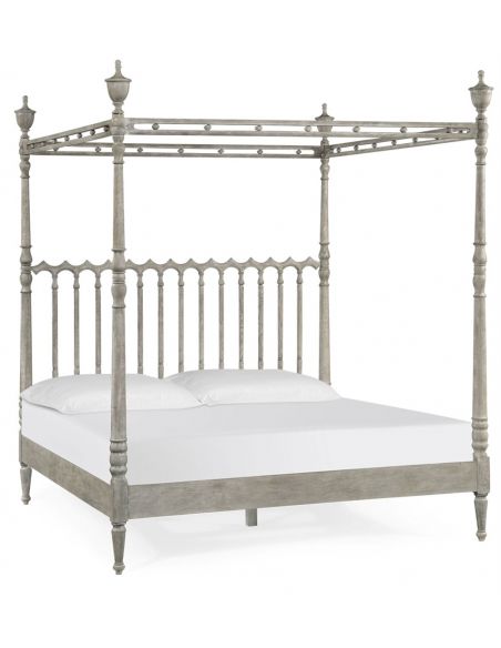 Grey Spanish Style Plantation Bed