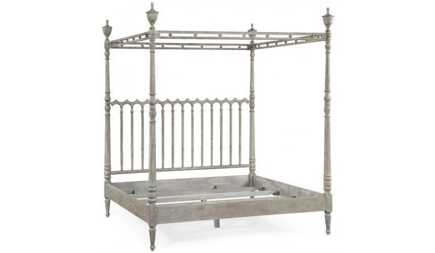 Grey Spanish Style Plantation Bed, Spanish Style King Size Bed