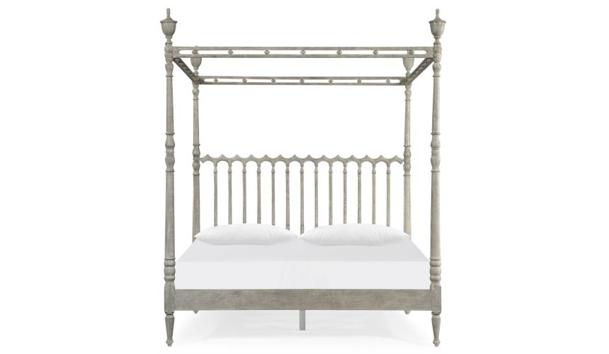 LUXURY BEDROOM FURNITURE Grey Spanish Style Plantation Bed